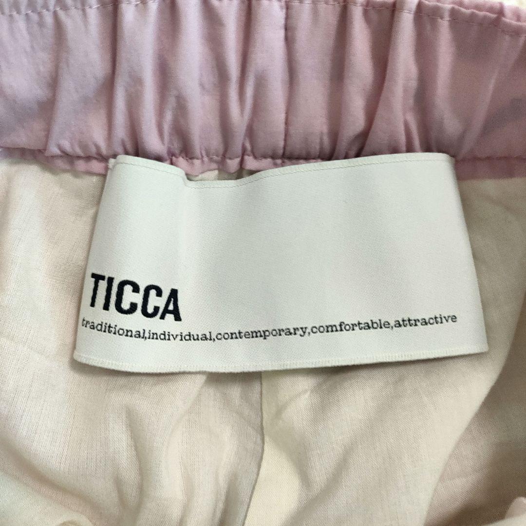 TICCAピンク カーゴパンツ ゴムウエスト サイドポケット付きフリー