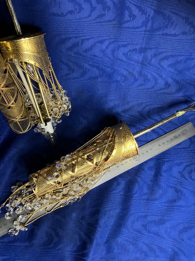 ゆ*よ様 エレガントなゴールドシャンデリア　昭和レトロ　２個セット　配線ぶつ切り