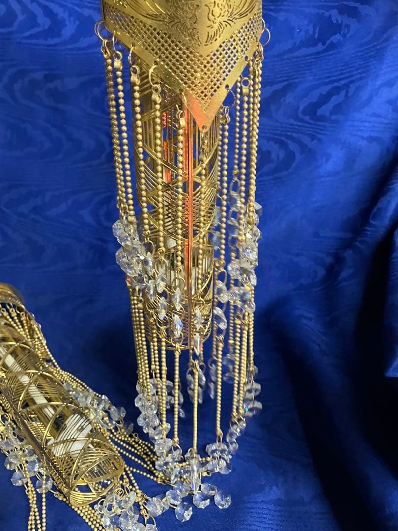 ゆ*よ様 エレガントなゴールドシャンデリア　昭和レトロ　２個セット　配線ぶつ切り