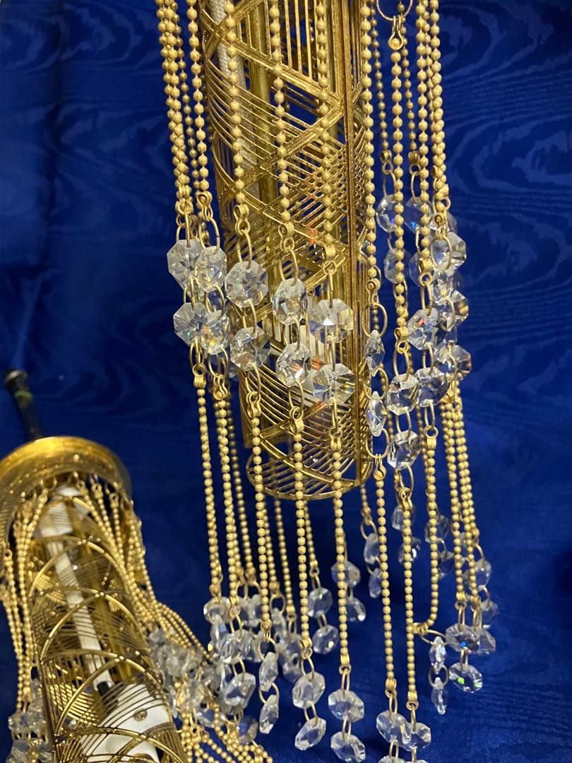 ゆ*よ様 エレガントなゴールドシャンデリア　昭和レトロ　２個セット　配線ぶつ切り