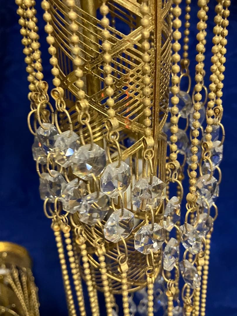 ゆ*よ様 エレガントなゴールドシャンデリア　昭和レトロ　２個セット　配線ぶつ切り