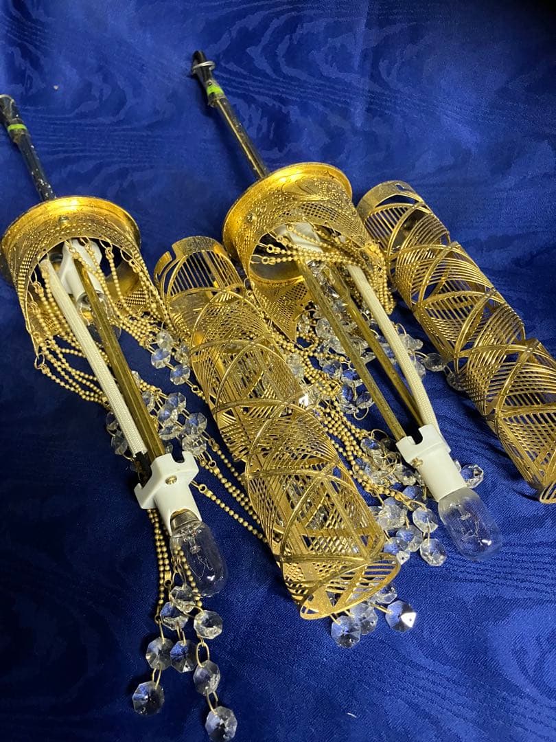 ゆ*よ様 エレガントなゴールドシャンデリア　昭和レトロ　２個セット　配線ぶつ切り