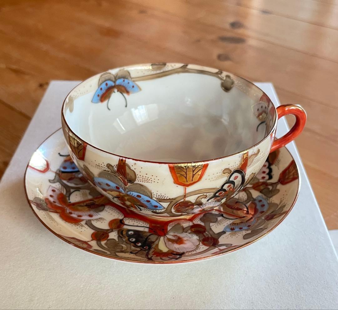 ティーカップ・ソーサー 織田製（明治時代・九谷焼と推定）