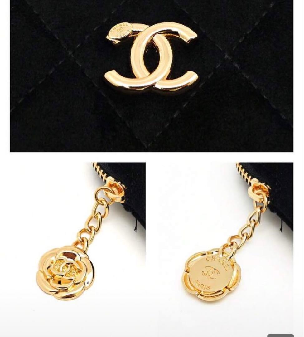 CHANEL ブラックベルベット財布ポーチ