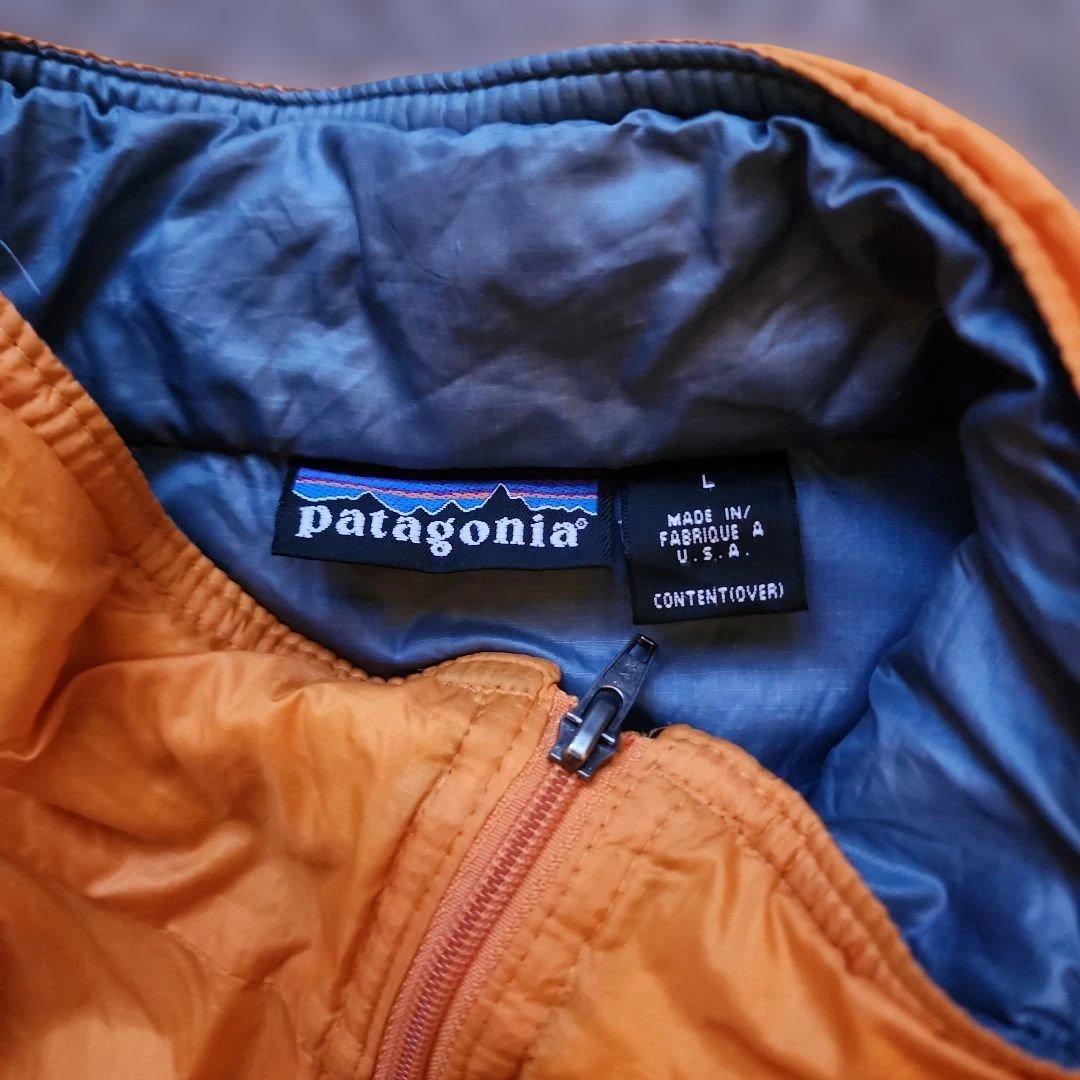 希少93年USA製patagoniaパタゴニア パフボール ベストLマンゴー