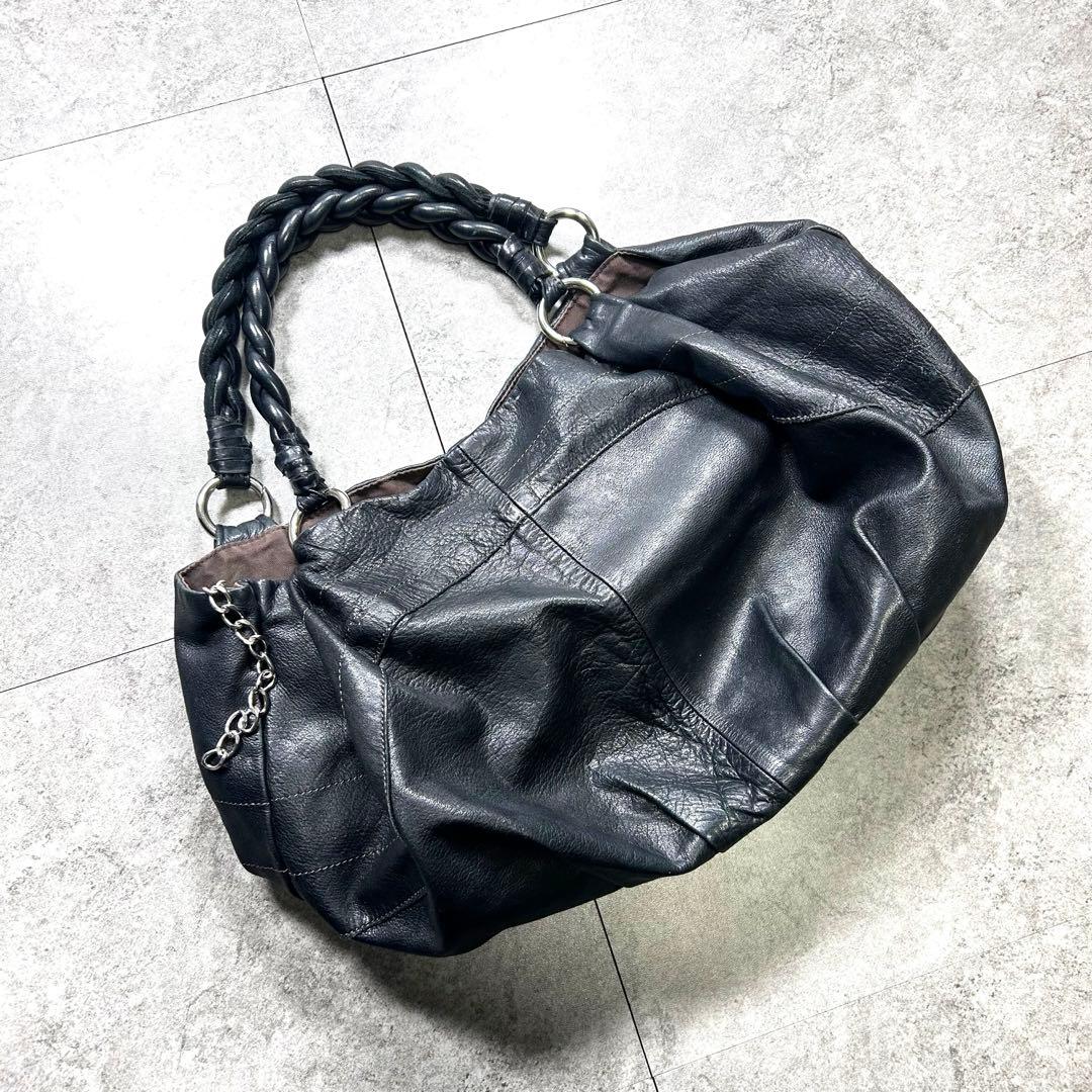 バッグ 00s/leather one shoulder bag gimmick/y2k