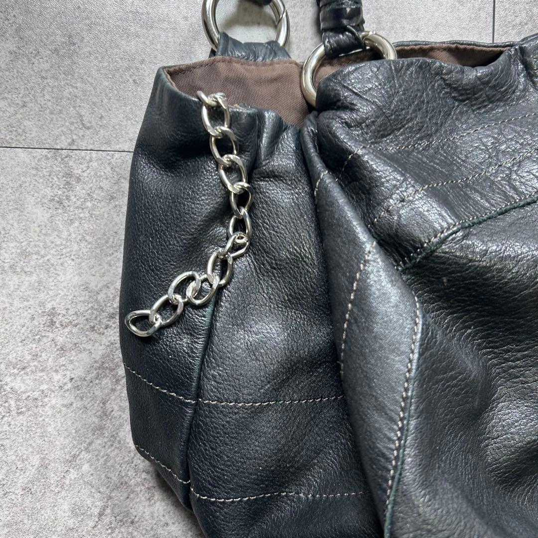 バッグ 00s/leather one shoulder bag gimmick/y2k