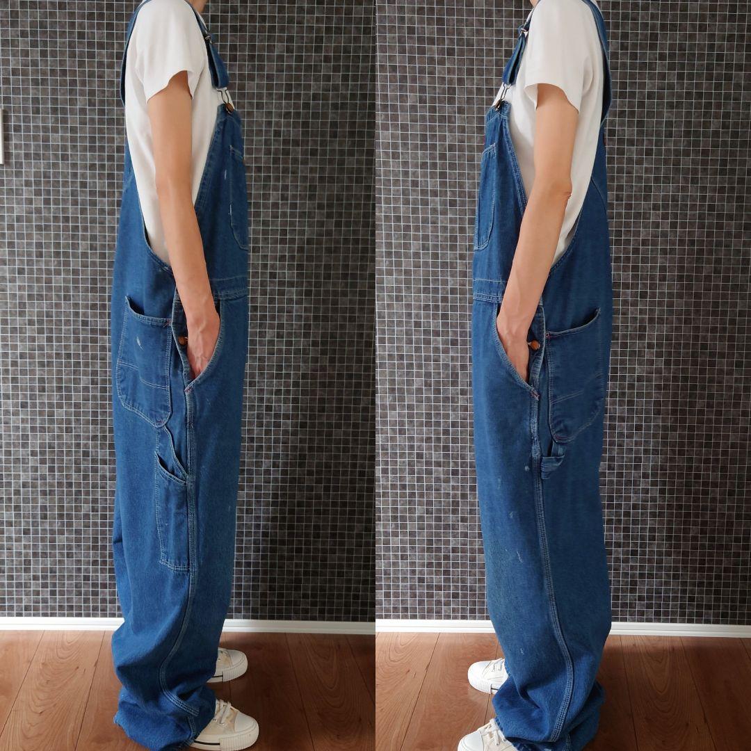 USA製 Dickies デニムオーバーオール/古着/実寸W40L30/裾直有