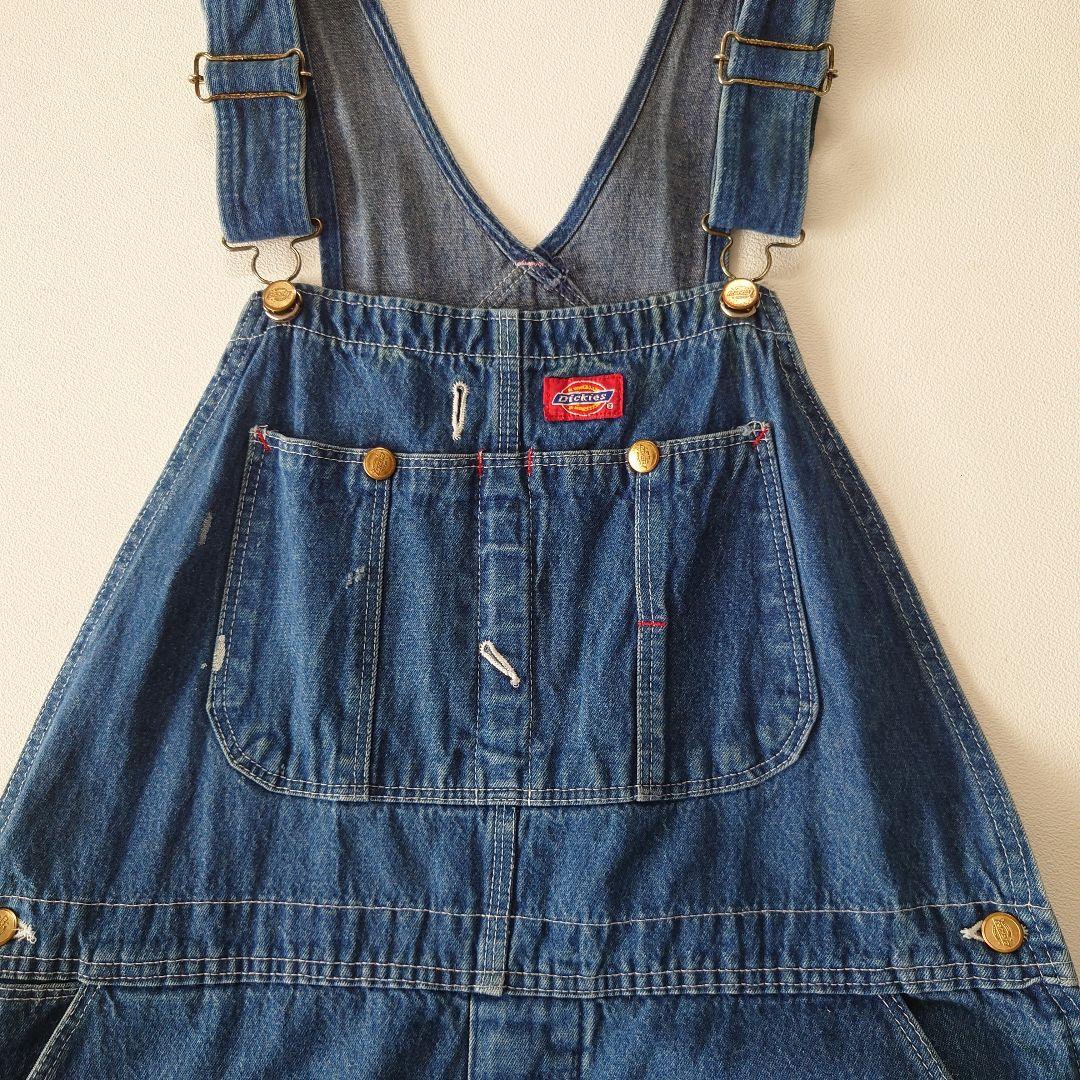 USA製 Dickies デニムオーバーオール/古着/実寸W40L30/裾直有