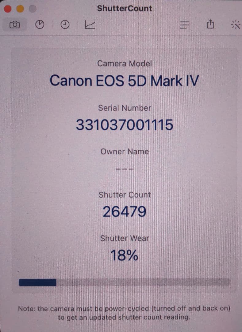 Canon EOS 5D Mark IV シャッター数 26479回