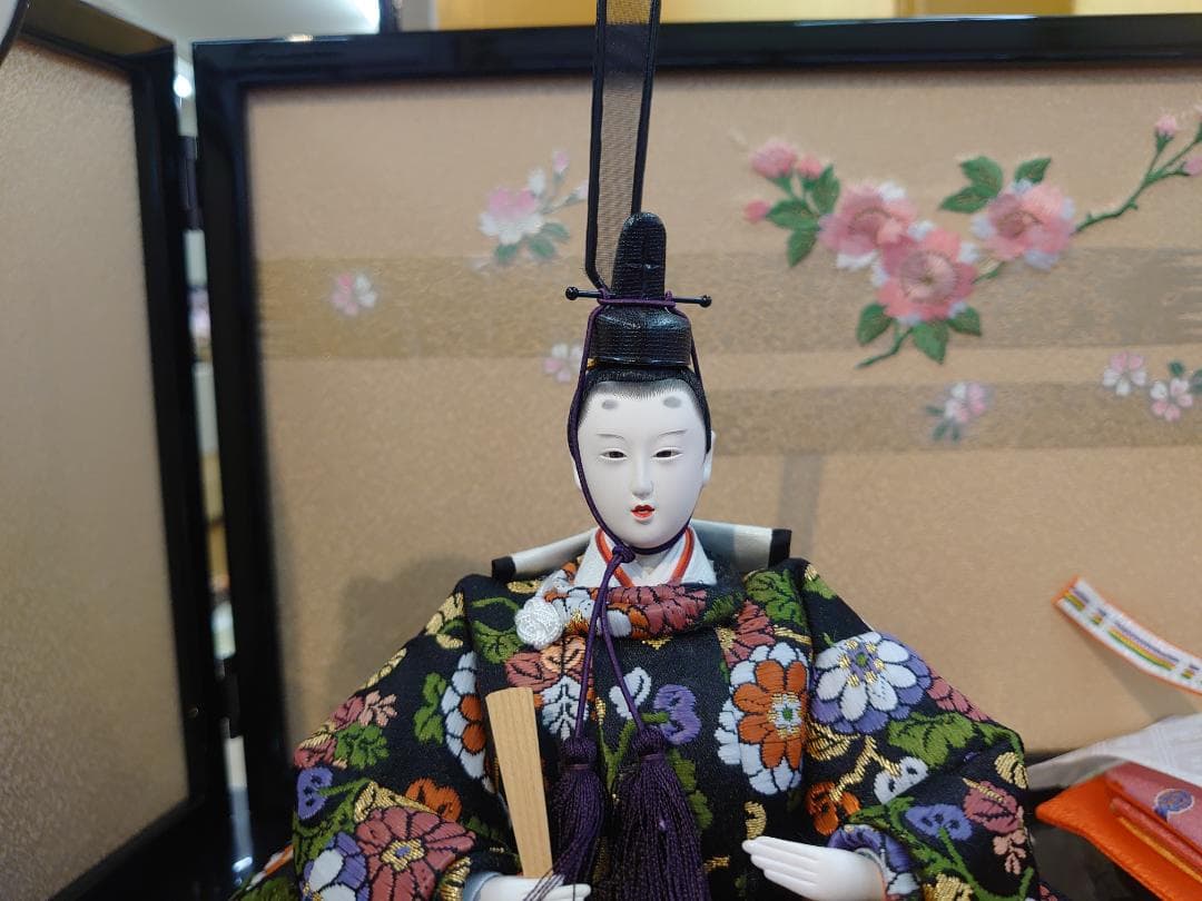 ●新品おひなさま●　さくら刺繍屏風　フルセット