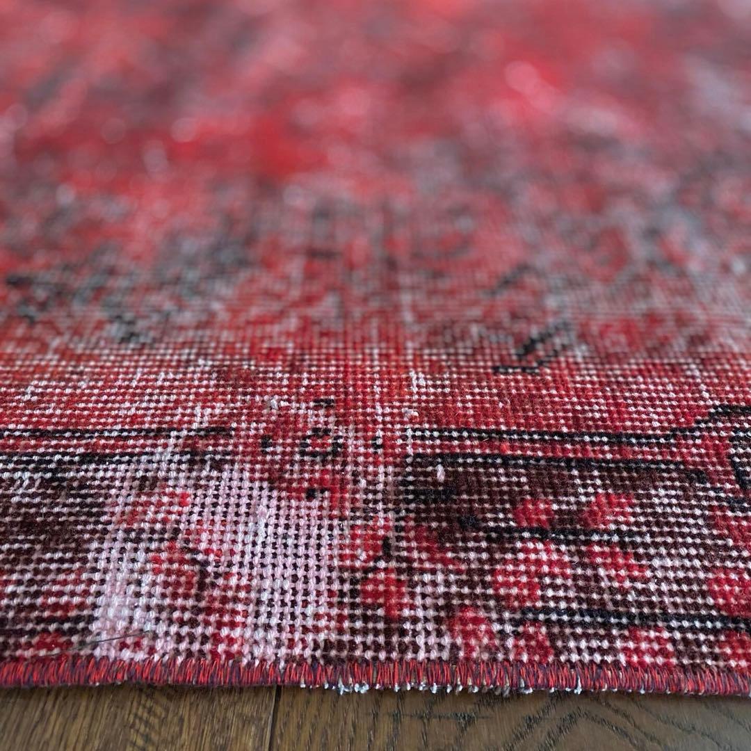 シャビーレッドオーバーダイ　ヴィンテージラグ　トルコラグ