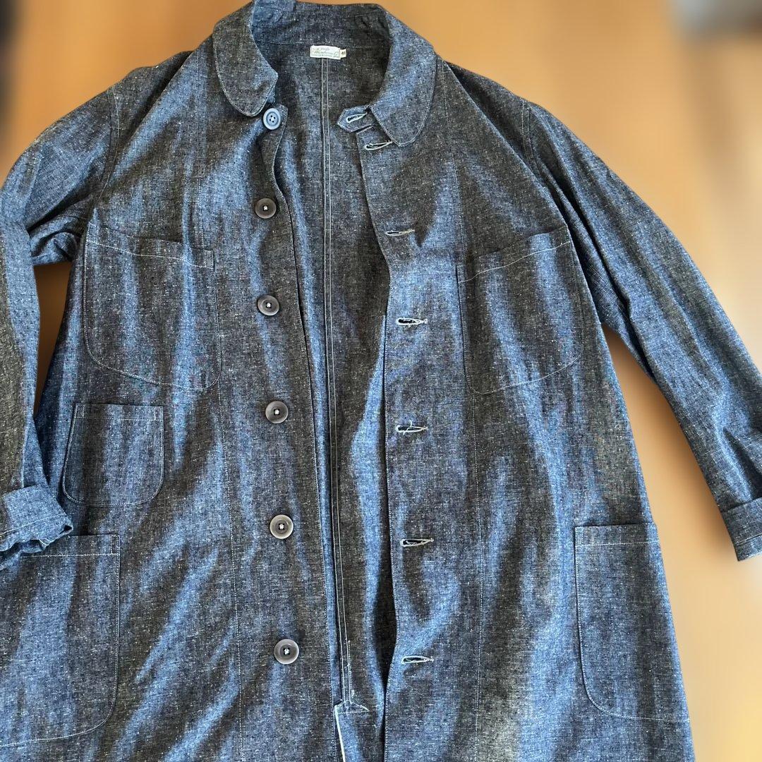 ク*パ様 ウェアハウス　シャンブレー　ショップコート ネイビー40 Lサイズ メ