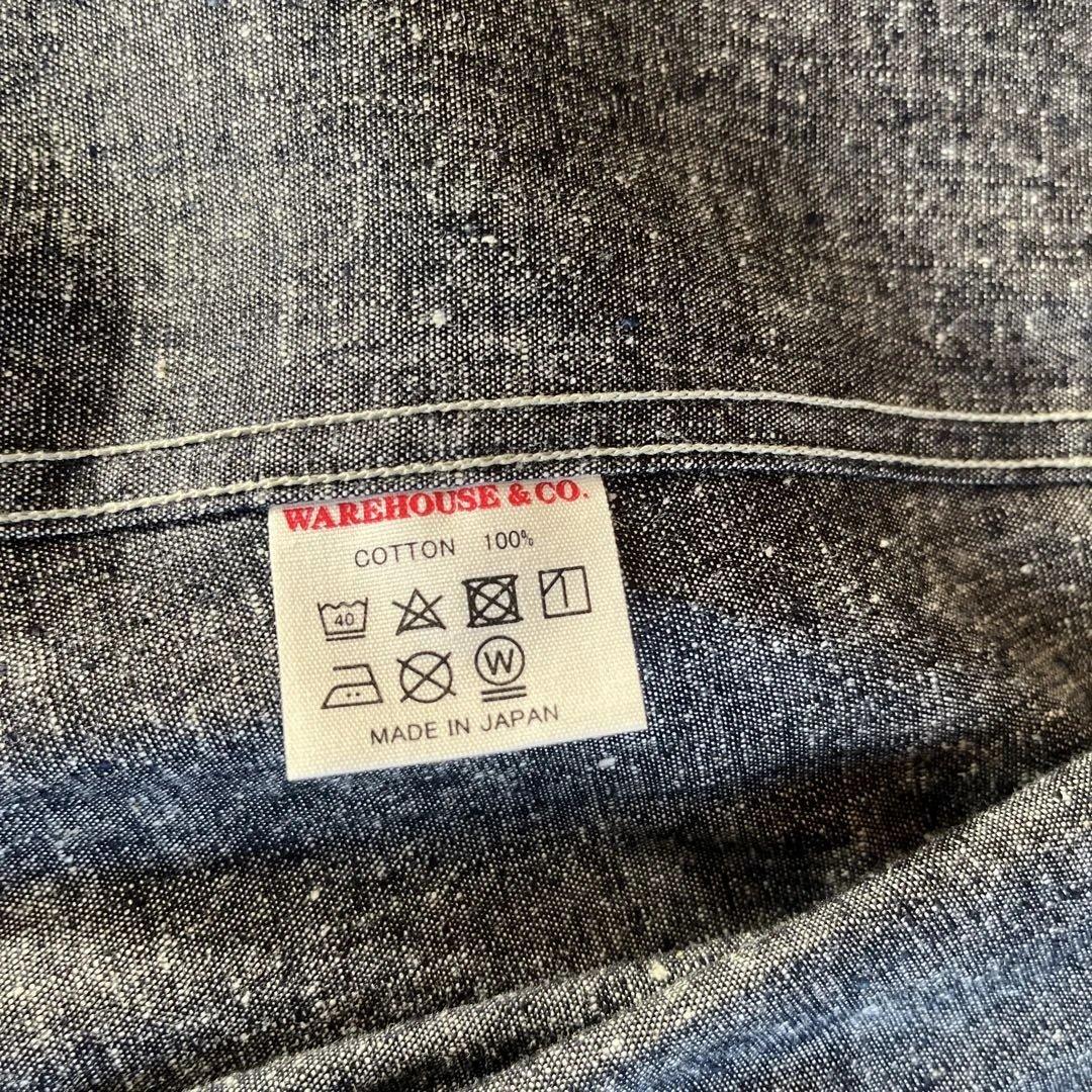 ク*パ様 ウェアハウス　シャンブレー　ショップコート ネイビー40 Lサイズ メ