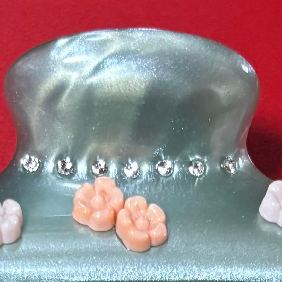 acca ヘアクリップ　フラワーラインストーングリーン 大