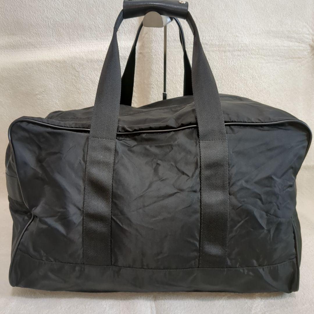 美品 PRADA ボストンバッグ ブラック 三角ロゴ テスートナイロン 鍵付き