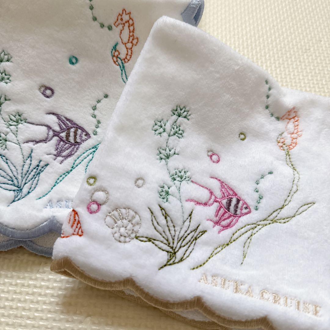 【新品未使用】 WAKO 銀座和光 タオルハンカチ 3枚セット 魚 手刺繍