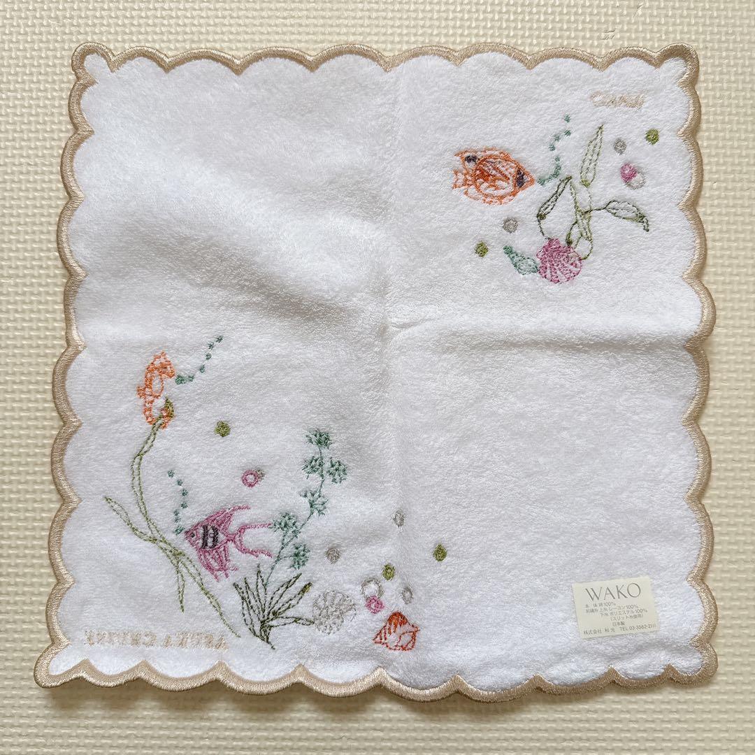 【新品未使用】 WAKO 銀座和光 タオルハンカチ 3枚セット 魚 手刺繍