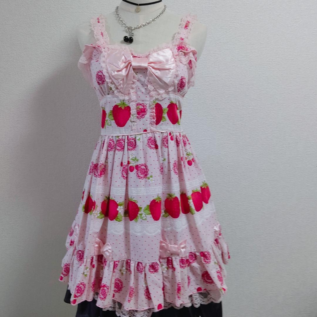 苺ガーデンミルフィーユジャンパースカート♕ら・ぱふぇ