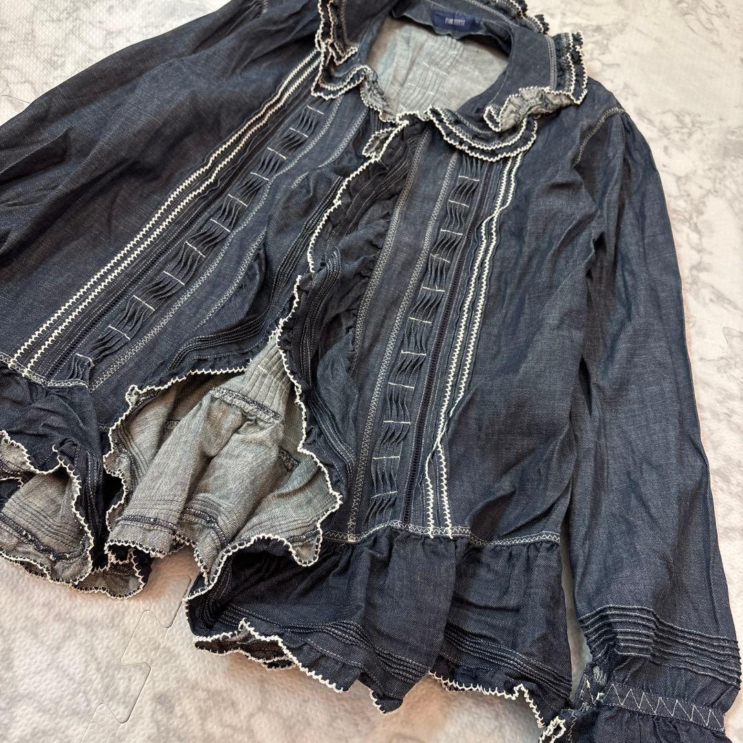 PINK HOUSE ピンクハウス フリル デニム ジャケット ピンタック