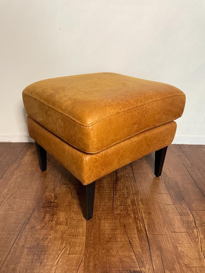 【ヴィンテージ調】 スツール｜ブラウン｜四角型｜高さ46cm・幅50cm