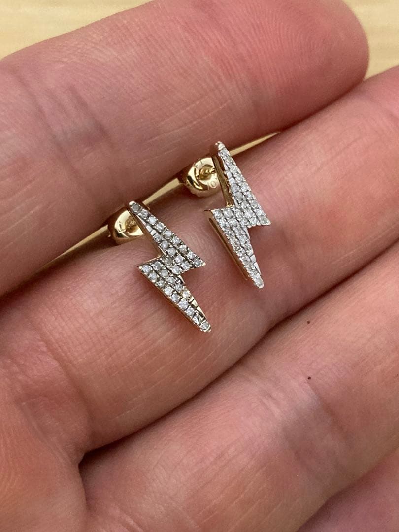 avalanche 10k yg 天然ダイヤモンド ピアス サンダー アバランチ