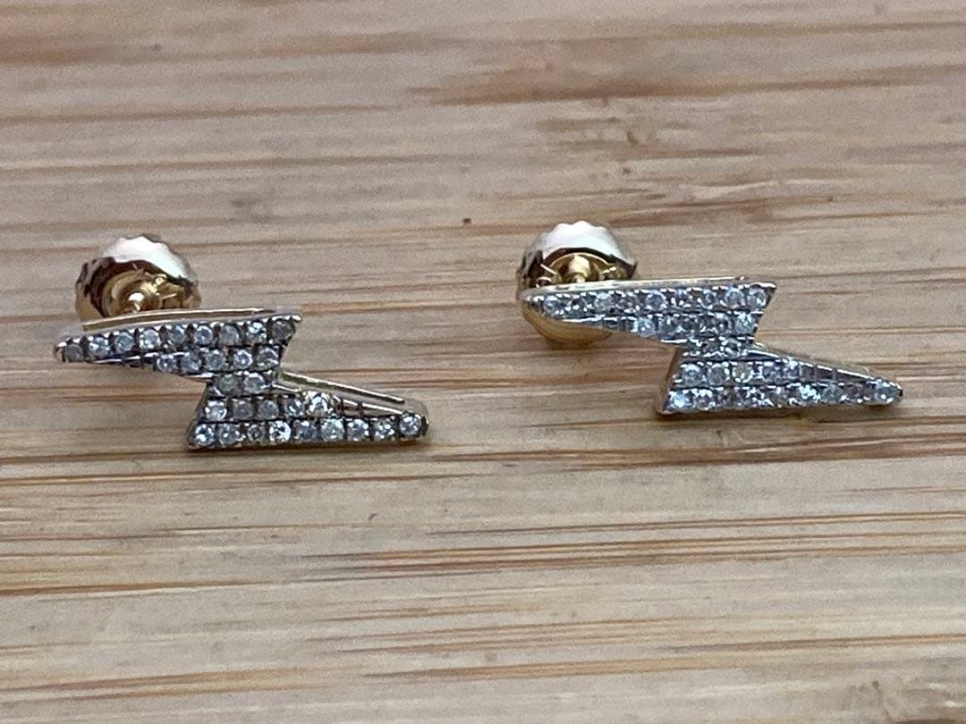 avalanche 10k yg 天然ダイヤモンド ピアス サンダー アバランチ