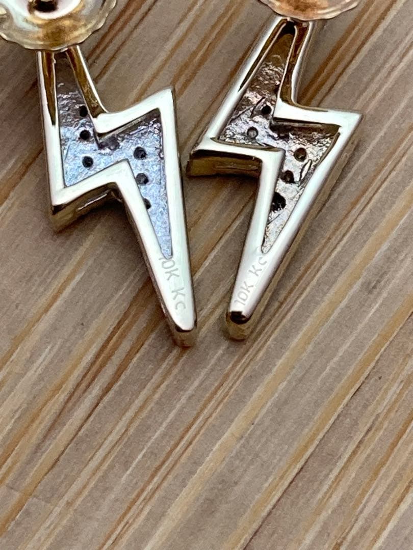 avalanche 10k yg 天然ダイヤモンド ピアス サンダー アバランチ