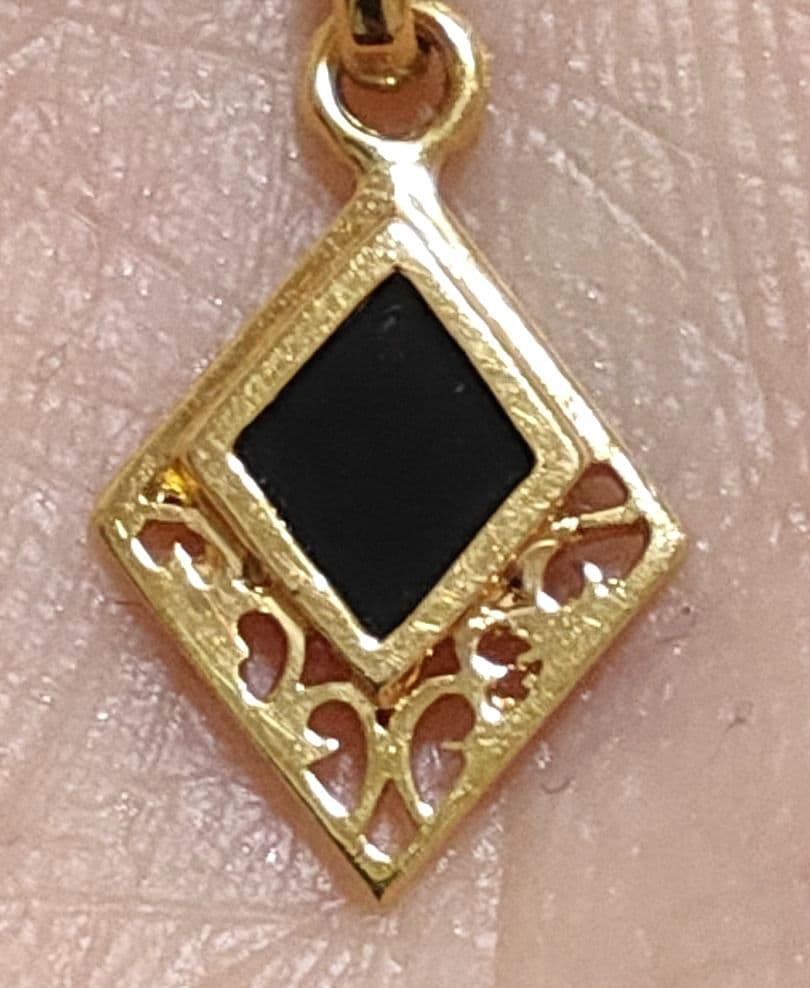 k18 ひし形 ネックレストップ オニキス