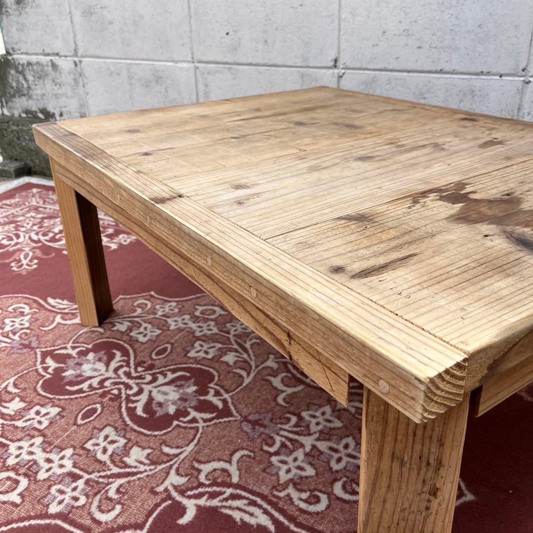 古家具 木製無垢材◾️古材天板 折り畳みテーブル コーヒーテーブル サイドテーブル