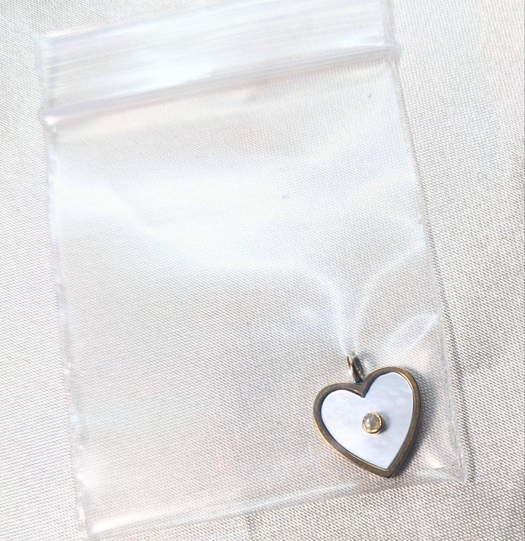 ポータークラシック　ゴールドハートダイアモンドチャーム　ホワイトシェル