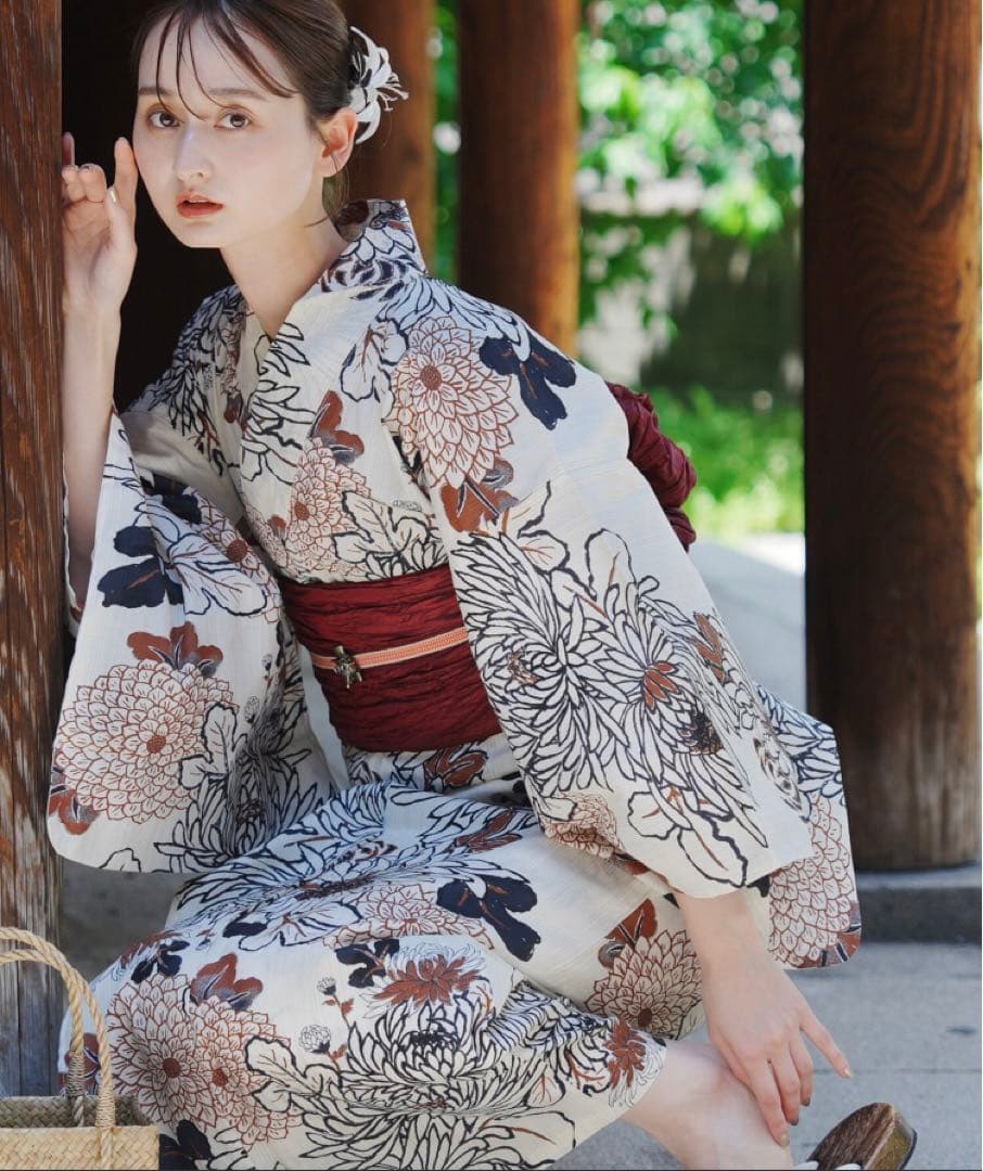 【新品未使用】utatane ウタタネ 美人映え浴衣 帯 下駄 3点セット