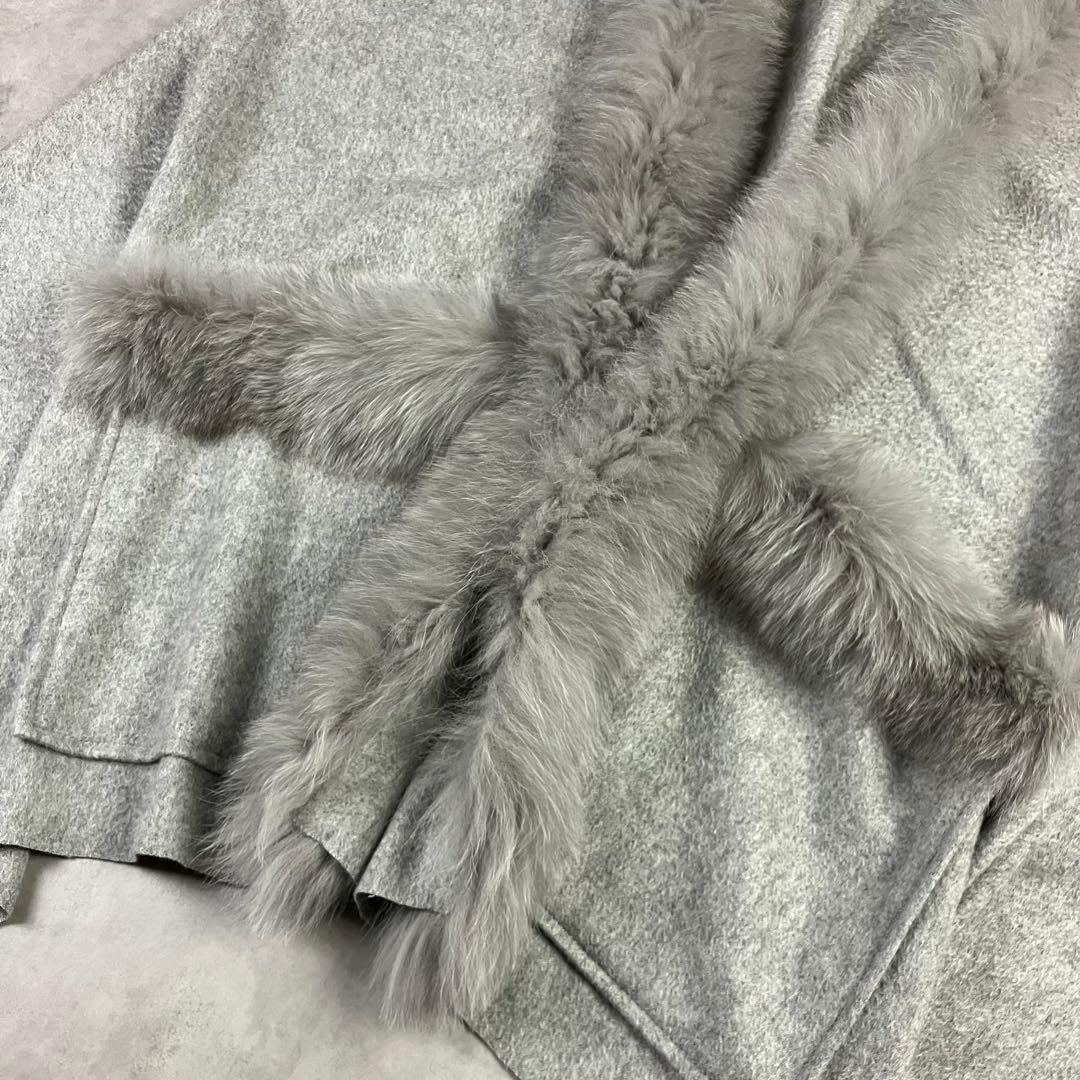 Diagram グレースコンチネンタル フード付きカシミヤファーストール グレー