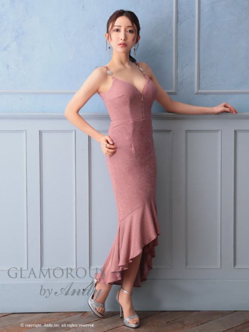 【Andy GLAMOROUS】ラメ ピンク キャバドレス