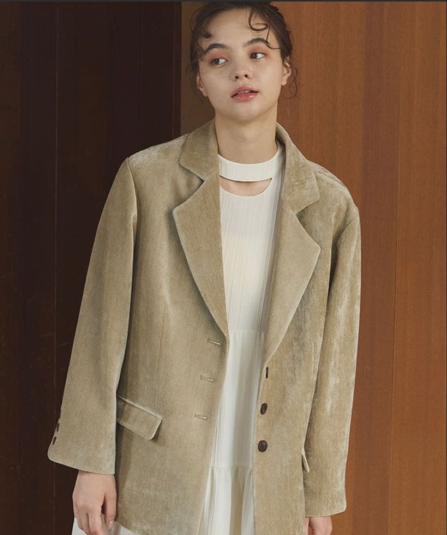 【 OLUN 】 ルーズベーシックモールジャケット ベージュ S