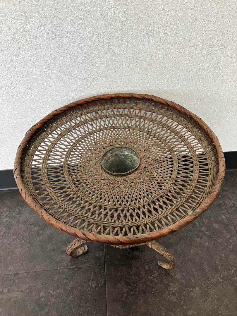 taka！古美術 生花 竹籠 花籠 唐物 花器　三足　古道具　籐