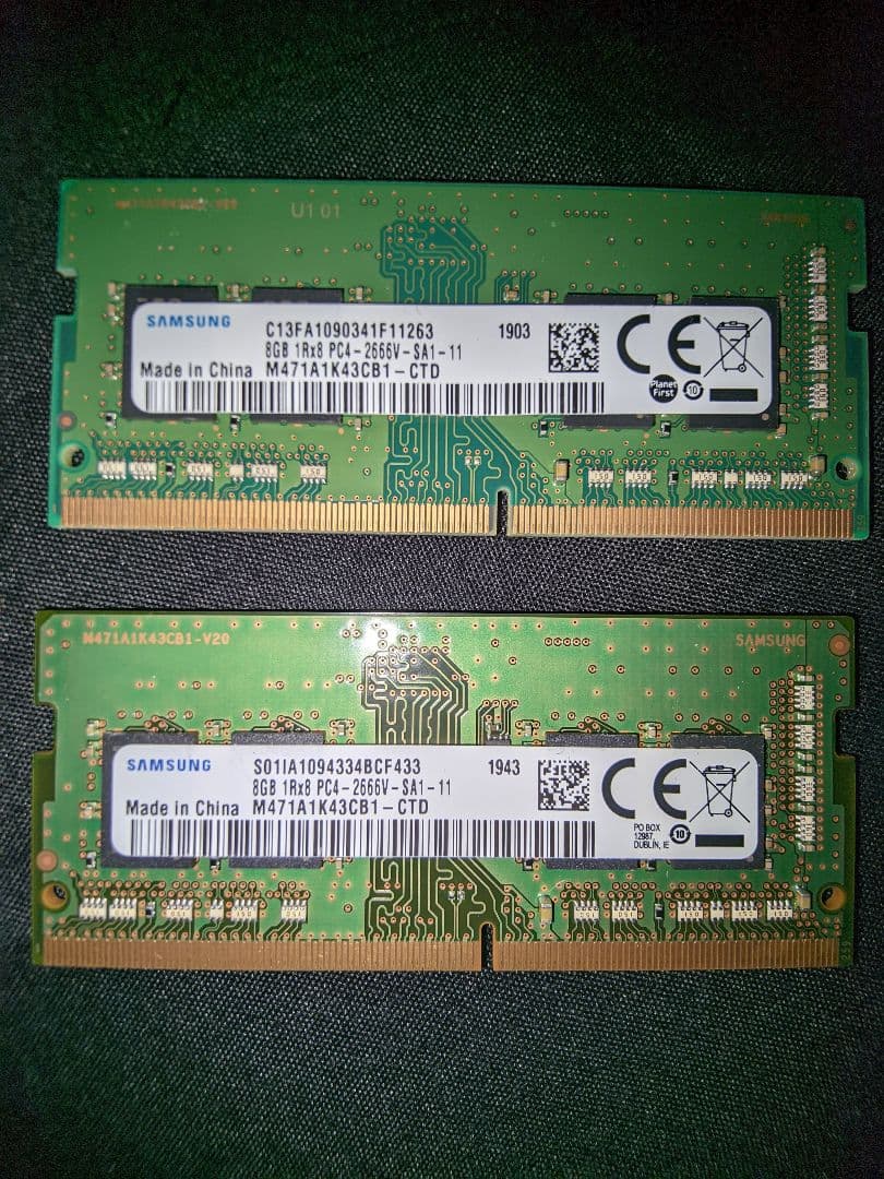 Samsung 8GB DDR4　PC4-2666V メモリ2枚