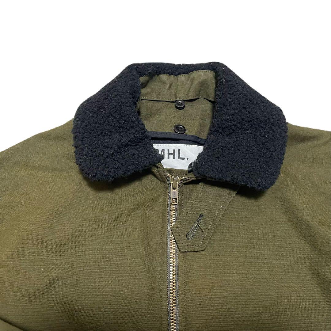 MHL. マーガレットハウエル　ボア襟　コットンジャケット　ライナー付　カーキ