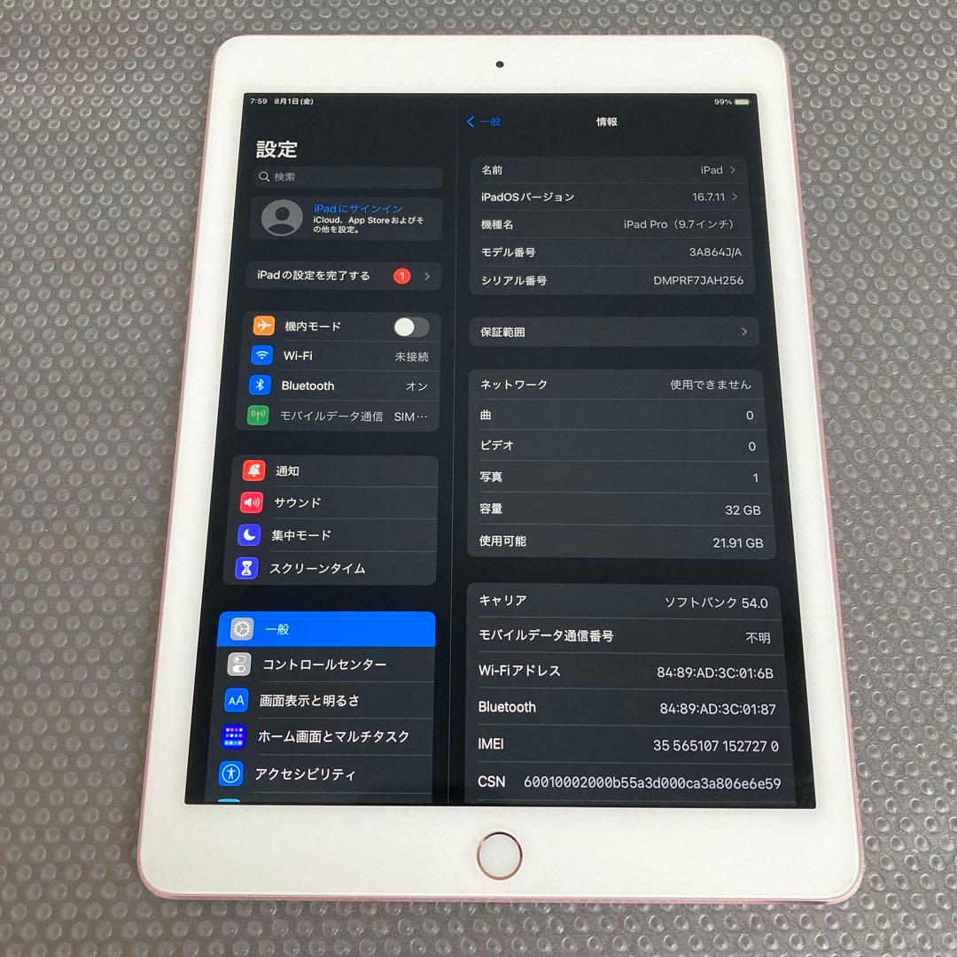 119 電池最良好☆iPad Pro 32GB 9.7インチ WIFIモデル☆