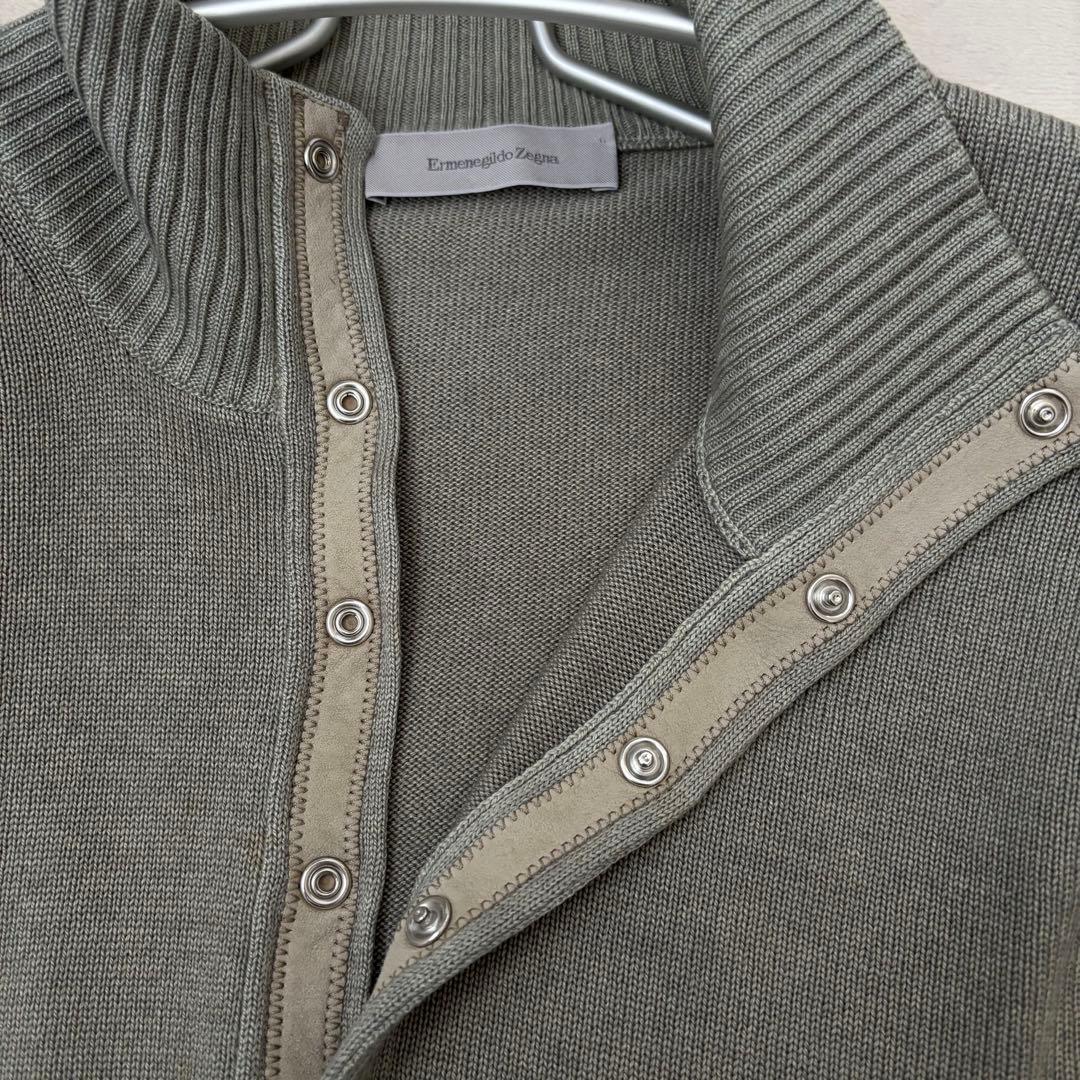 エルメネジルドゼニア シルク×カシミヤスナップボタン付きニット