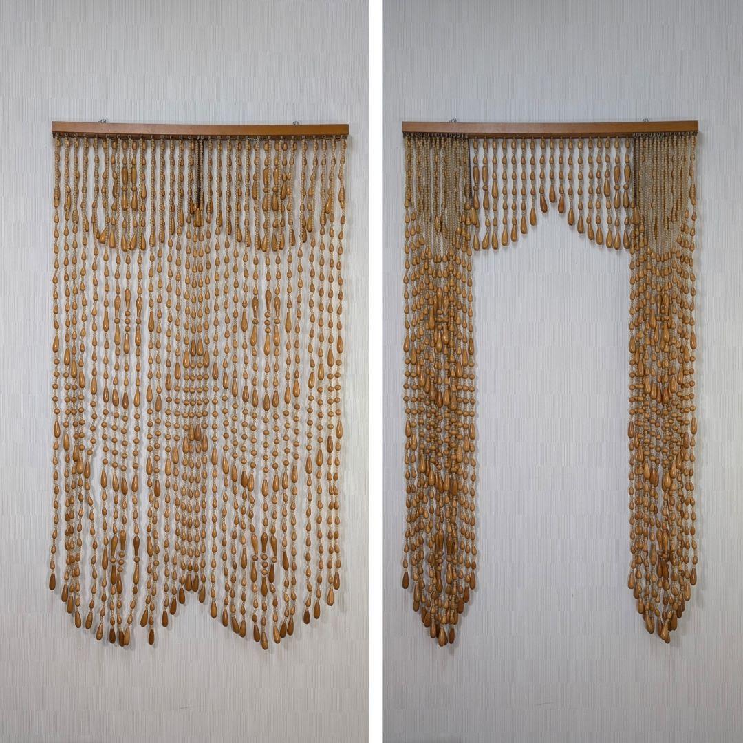 ✨ビンテージ激レア✨ 希少 開閉式 珠暖簾 ロング 欅カラー