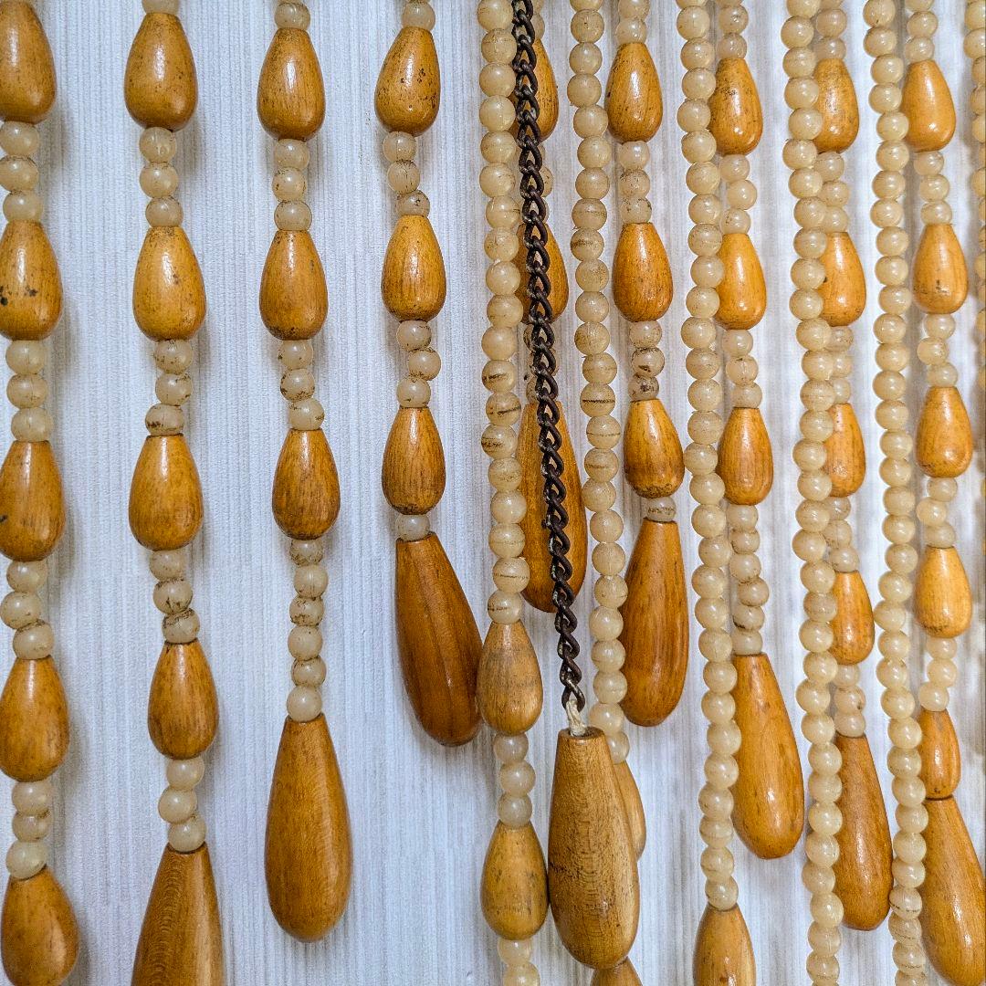 ✨ビンテージ激レア✨ 希少 開閉式 珠暖簾 ロング 欅カラー