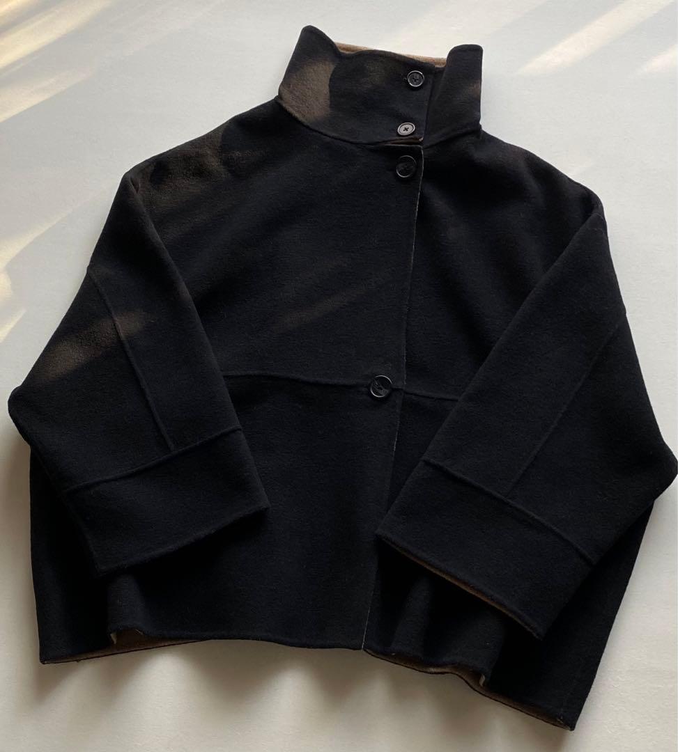 SHIPS any: リバー スタンドカラー ポンチョ ショート コート