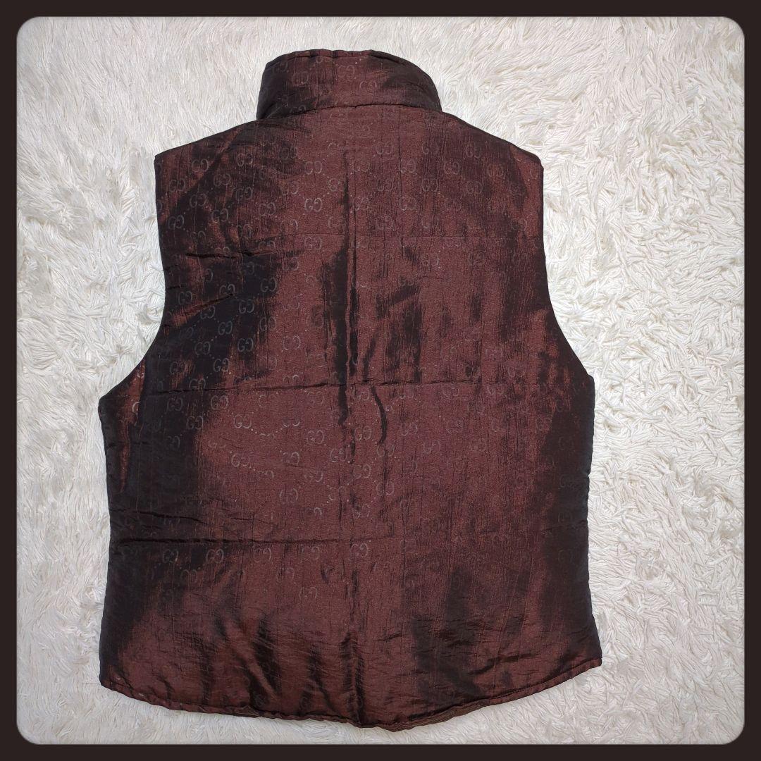 【極美品・入手困難】グッチ☆GUCCI ダウンベスト GG フルジップ ブラウン