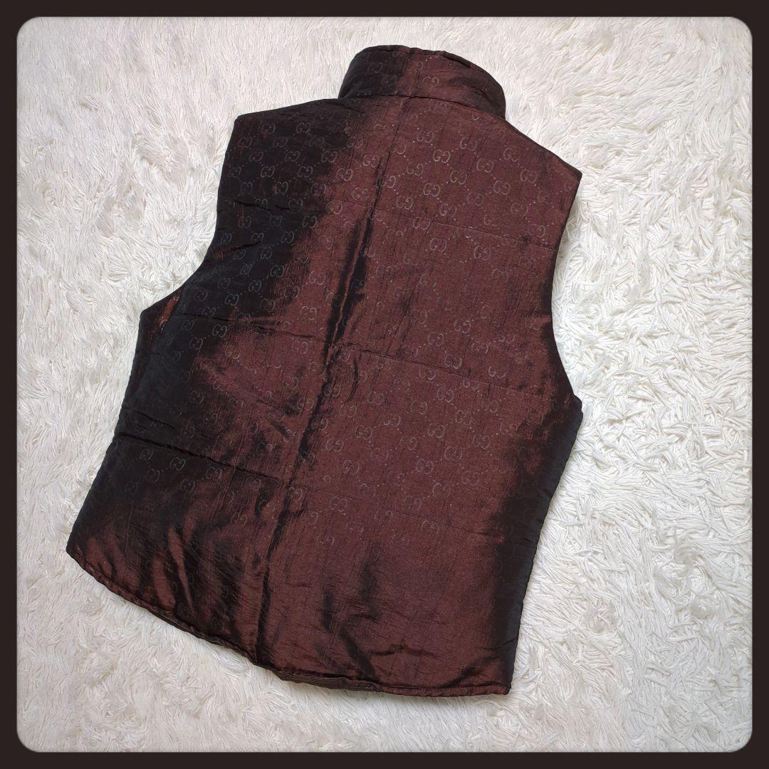 【極美品・入手困難】グッチ☆GUCCI ダウンベスト GG フルジップ ブラウン