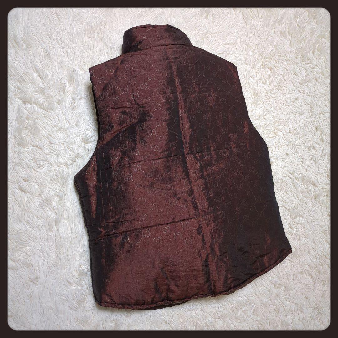 【極美品・入手困難】グッチ☆GUCCI ダウンベスト GG フルジップ ブラウン