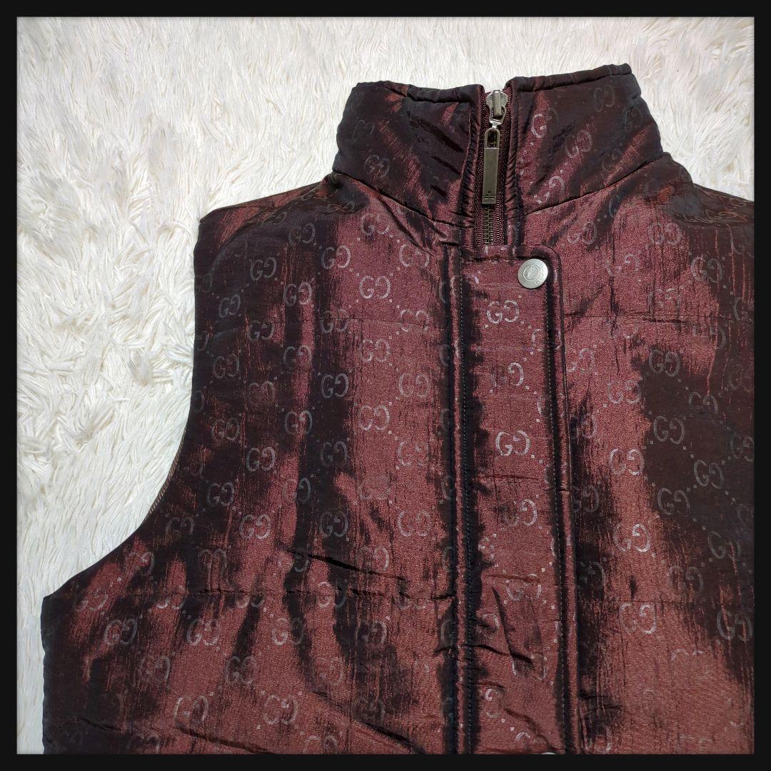 【極美品・入手困難】グッチ☆GUCCI ダウンベスト GG フルジップ ブラウン