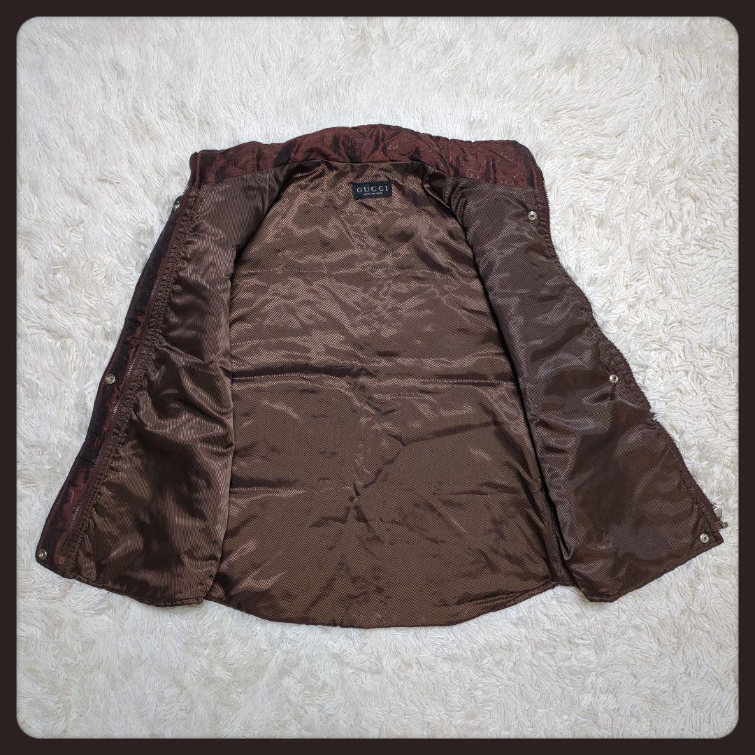 【極美品・入手困難】グッチ☆GUCCI ダウンベスト GG フルジップ ブラウン