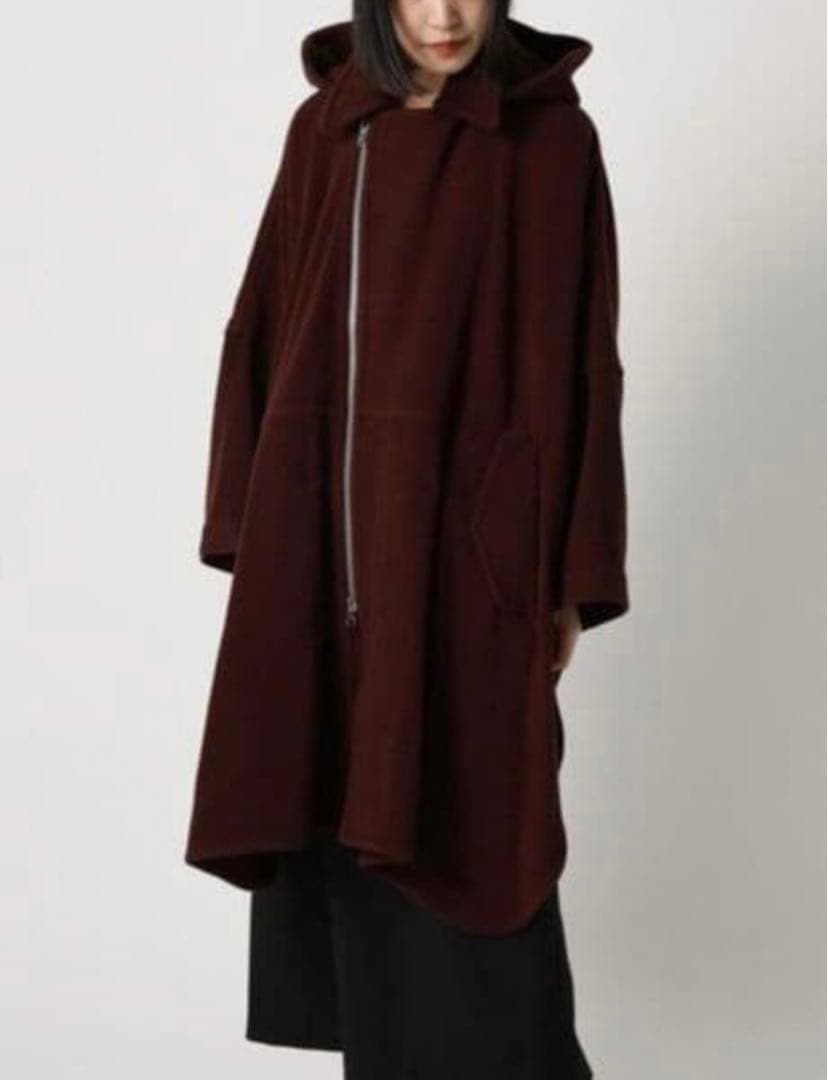 美品 ズッカ ウールモッサコート ポンチョ 縮絨 フード ドルマンスリーブ