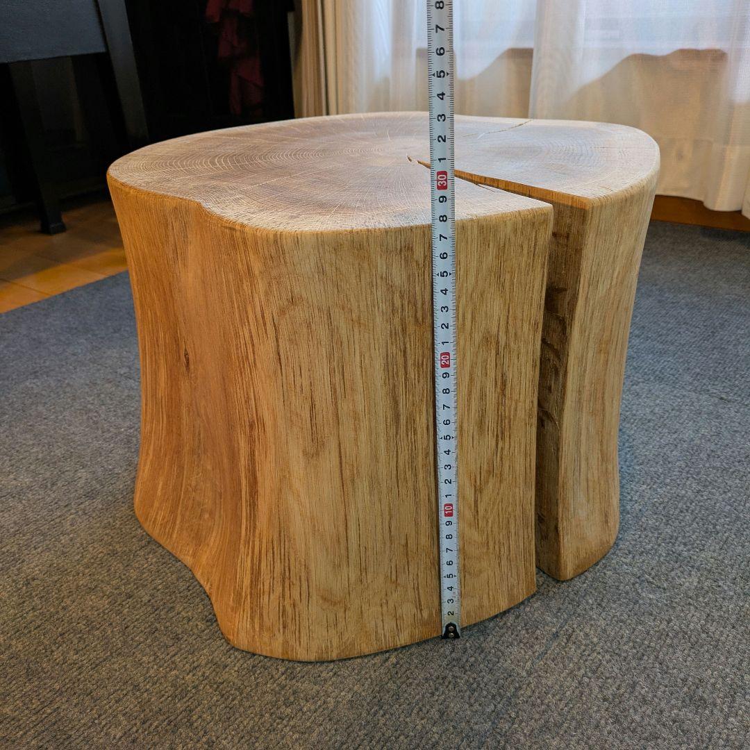 3104　　ミズナラ　水楢　天然木　切り株　丸太　輪切り　高さ約28㎝